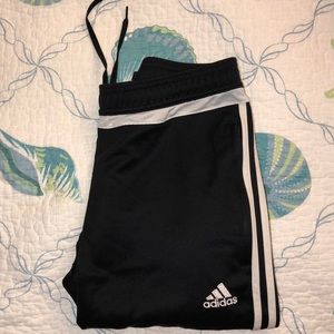Long black and white adidas pants